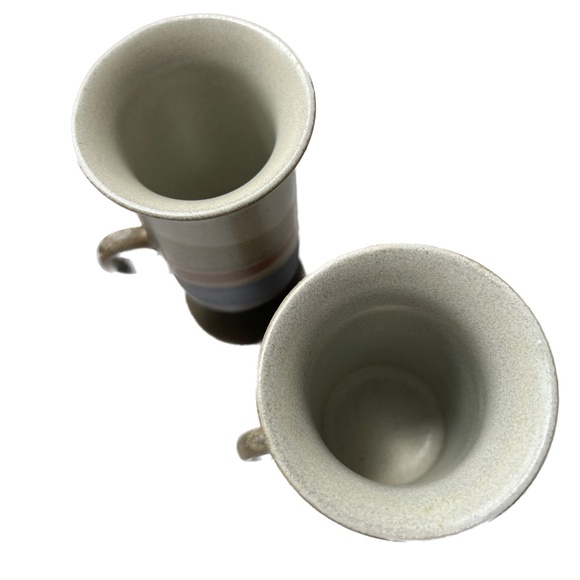 Otagiri Japan Mugs 2 Stoneware Tall Footed Irish Coffee Handcrafted Glazed Wave - Picture 6 of 7